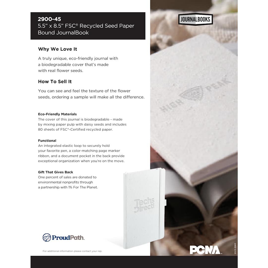 5.5" x 8.5" FSC® Recycled Seed Paper Bound Journal